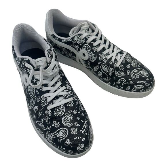 John Geiger GF-01 Lows Black and White Paisley Sneakers Size 13 - Picture 7 of 9